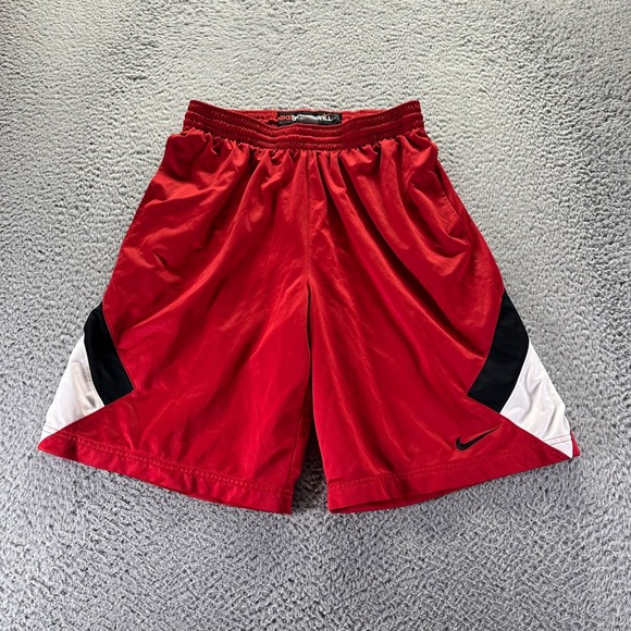 Vintage Nike Basketball Shorts Mens Large Red Polyester Stretch 12 Inch Inseam - Picture 1 of 10